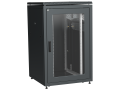ITK LINEA N Шкаф сетевой 19" 24U 800х800мм стеклянная передняя дверь задняя металлическая черный