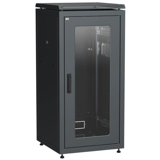ITK LINEA N Шкаф сетевой 19" 28U 600х600мм стеклянная передняя дверь черный