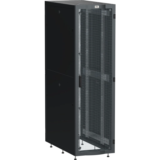 ITK LINEA S Шкаф серверный 19" 48U 600х1000мм передняя дверь двухстворчатая перфорированная задняя дверь перфорированная черный RAL 9005