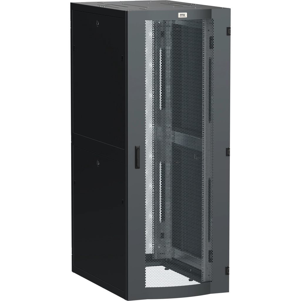 ITK LINEA S Шкаф серверный 19" 48U 750х1200мм передняя дверь двухстворчатая перфорированная задняя дверь перфорированная черный RAL 9005