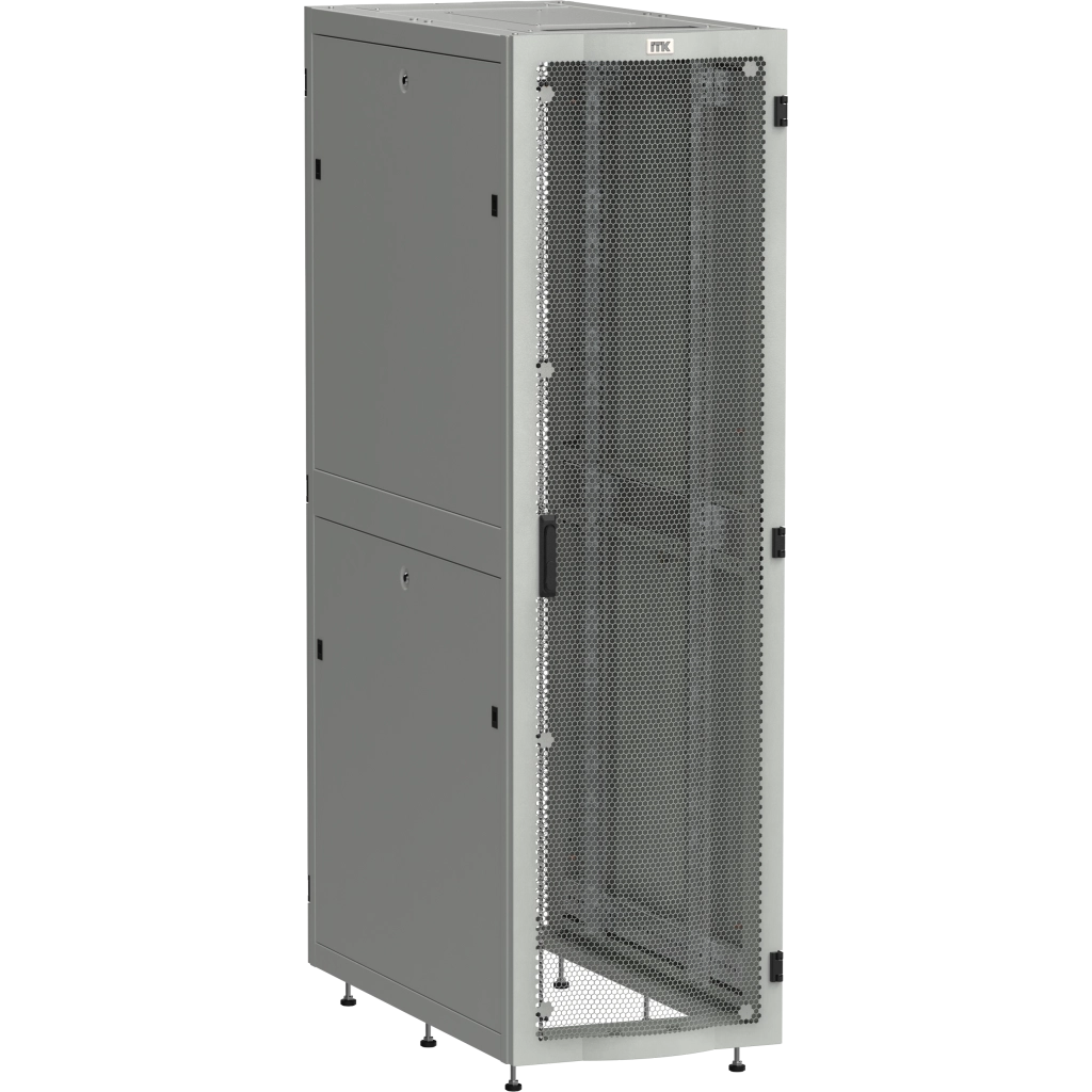 ITK LINEA S Шкаф серверный 19" 42U 600х1200мм передняя дверь двухстворчатая перфорированная задняя дверь перфорированная серый RAL 7035