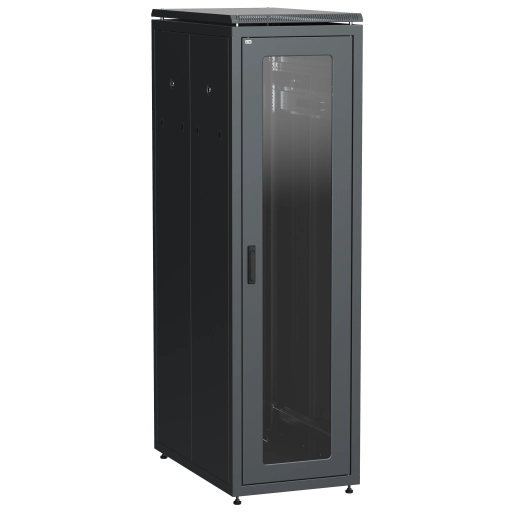 ITK LINEA N Шкаф напольный сетевой 19" 33U 800х1000мм стеклянная передняя дверь задняя металлическая черный