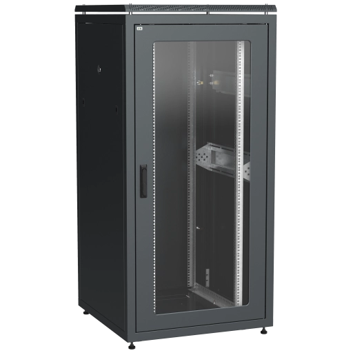 ITK LINEA N Шкаф сетевой 19" 33U 800х800мм стеклянная передняя дверь задняя металлическая черный